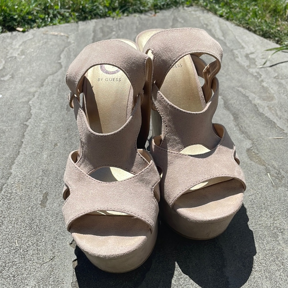Faux suede guess wedges